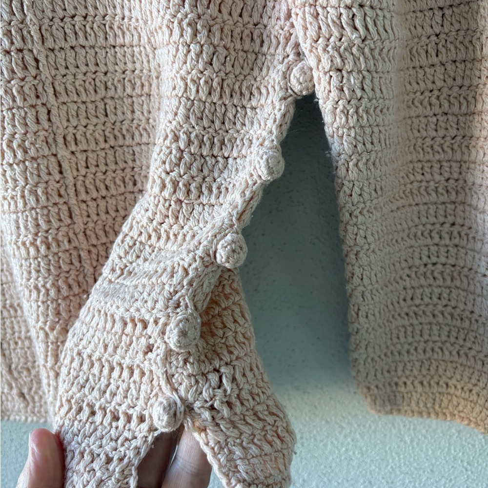 Vintage Jennifer Reed Knitted‎ by Hand Cream Size M Side Buttons Silk Blend Crop - Picture 7 of 13